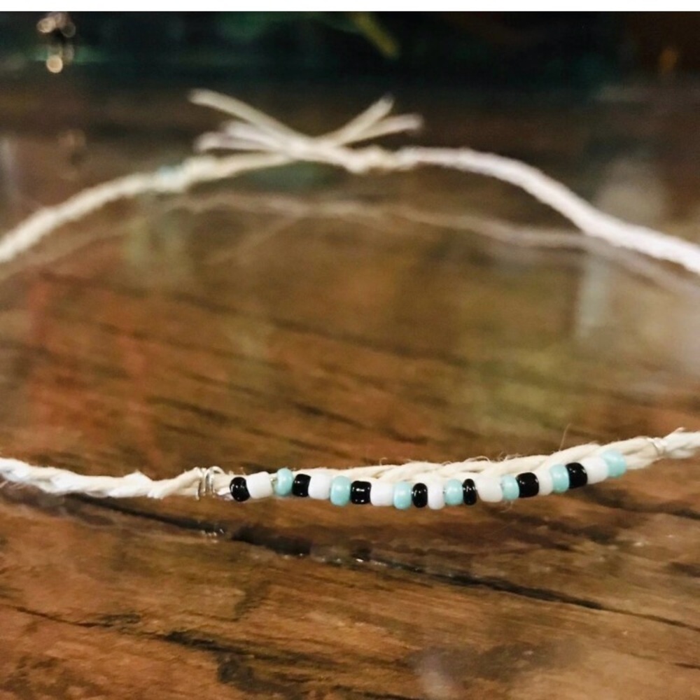 Handmade Braided Rope Choker with Beaded accents